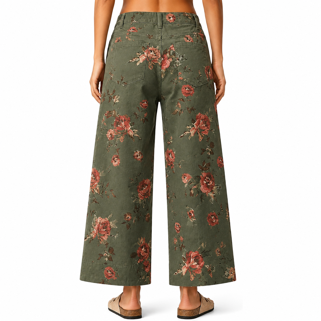 Floral Printed Wide Fit Baggy Denim Pants For Women