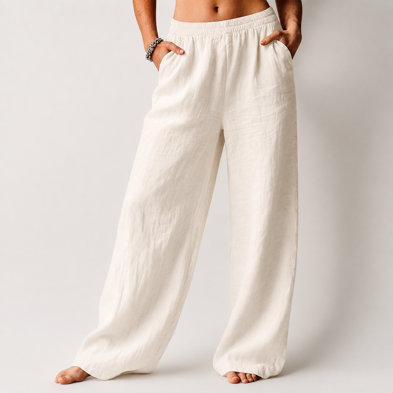 Summer Flowy Palazzo Beach Pants With Pockets For Women