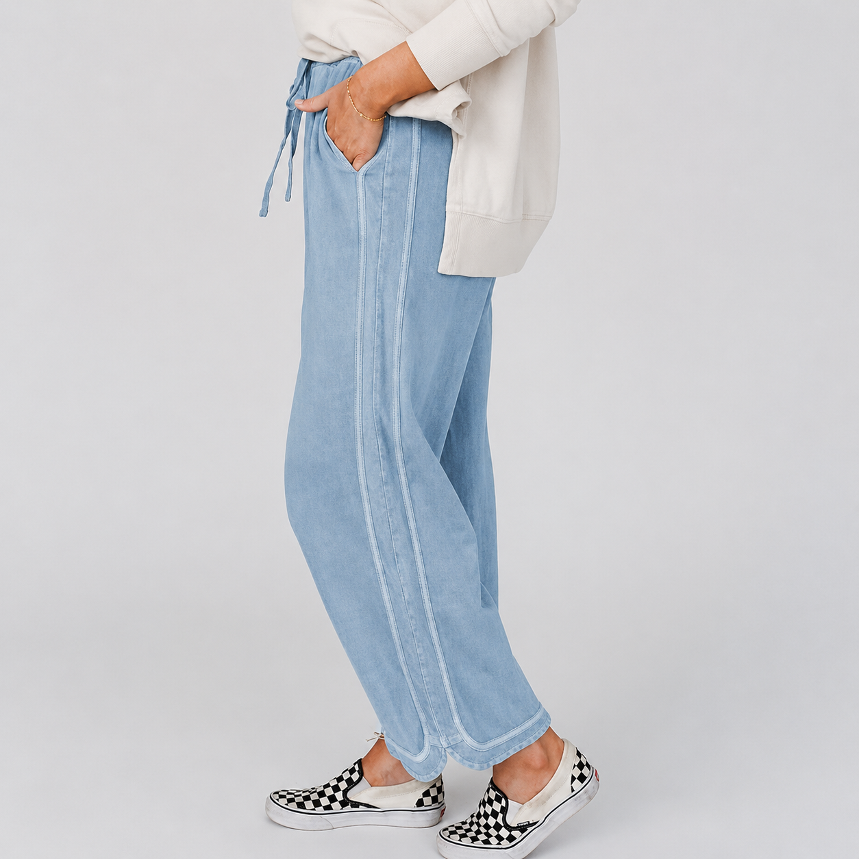 Baggy Wide Fit Athletic Palazzo Sweatpants With Pockets For Women