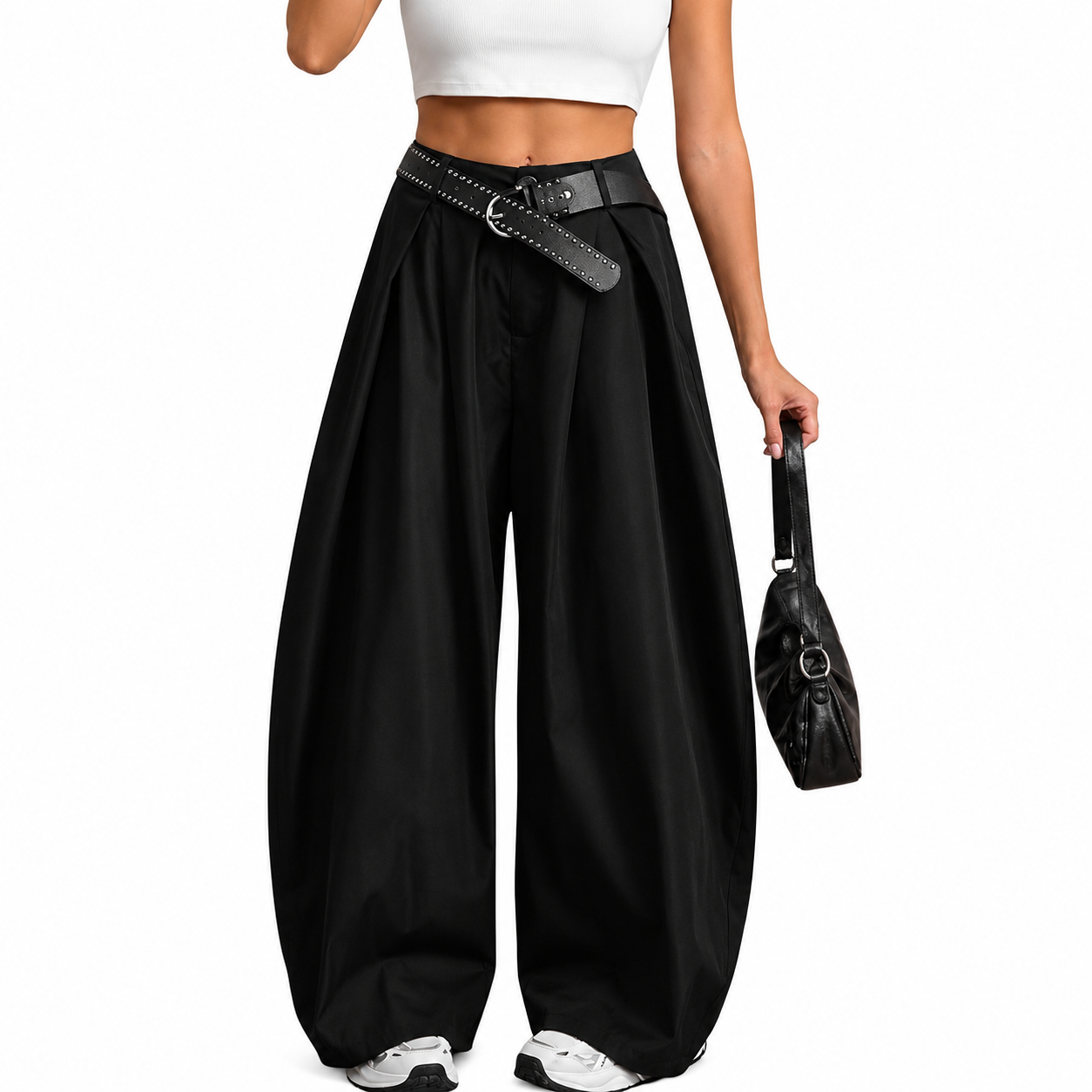 Oversized Pleated Wide Casual Baggy Trousers For Women