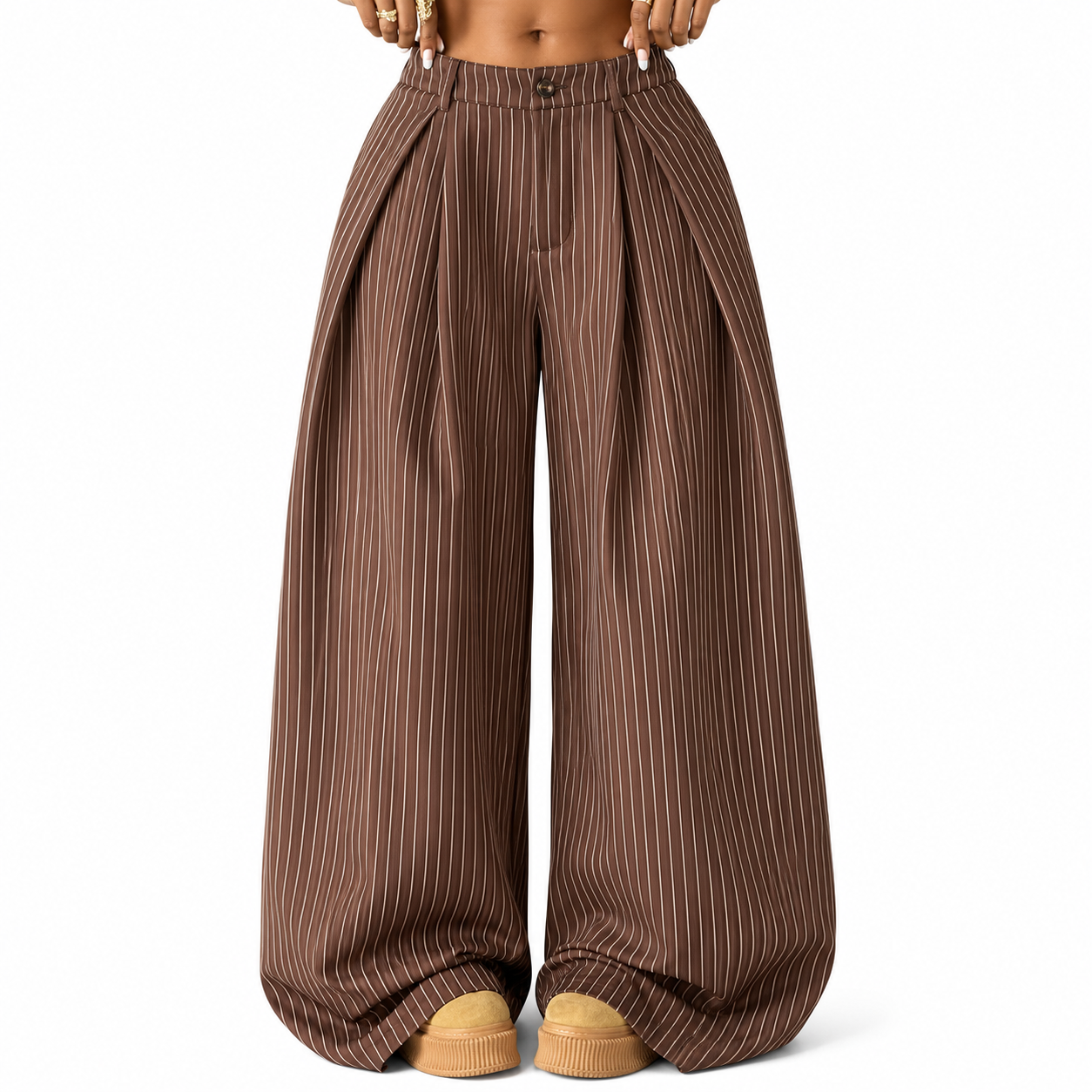 Oversized Pleated Wide Casual Baggy Trousers For Women