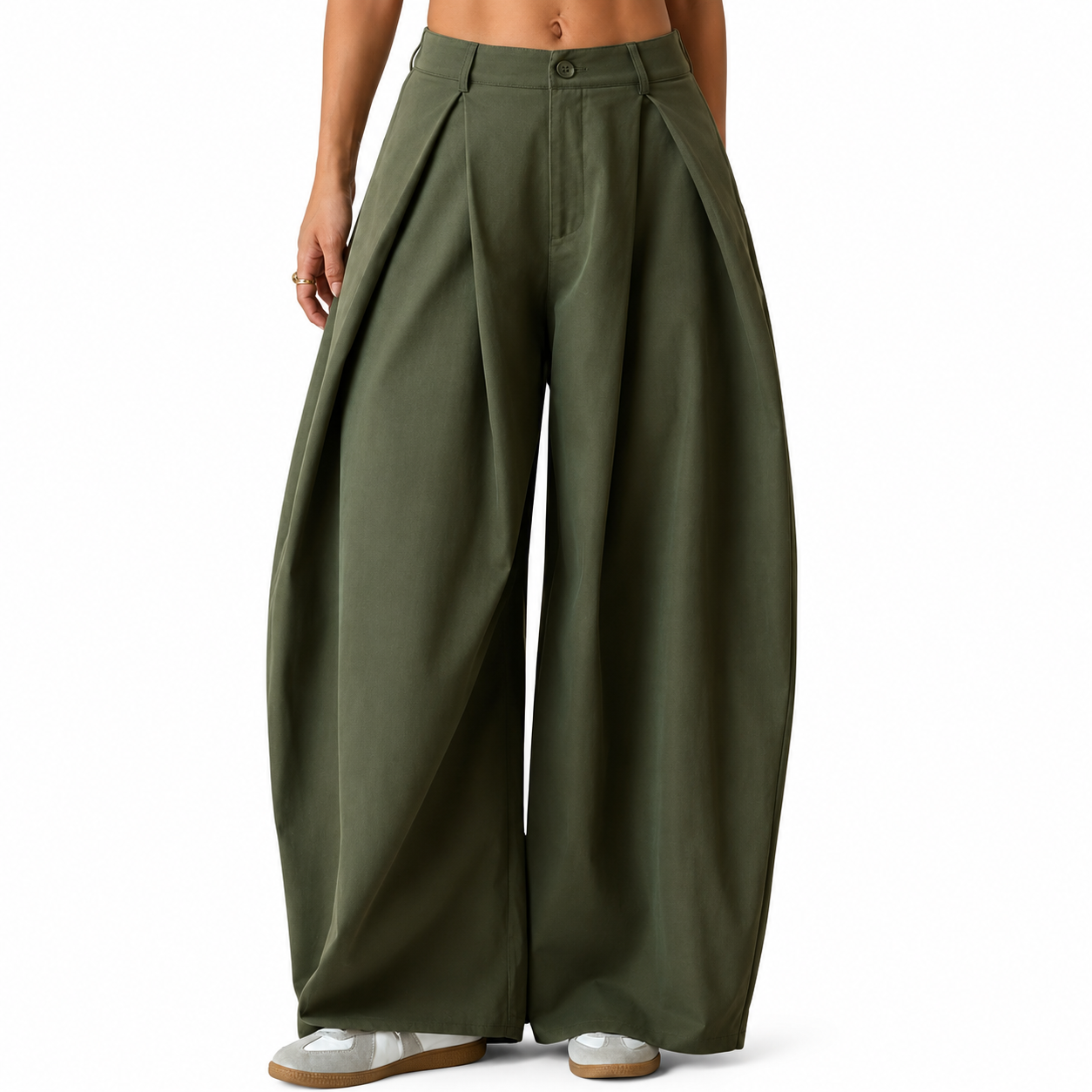 Oversized Pleated Wide Casual Baggy Trousers For Women