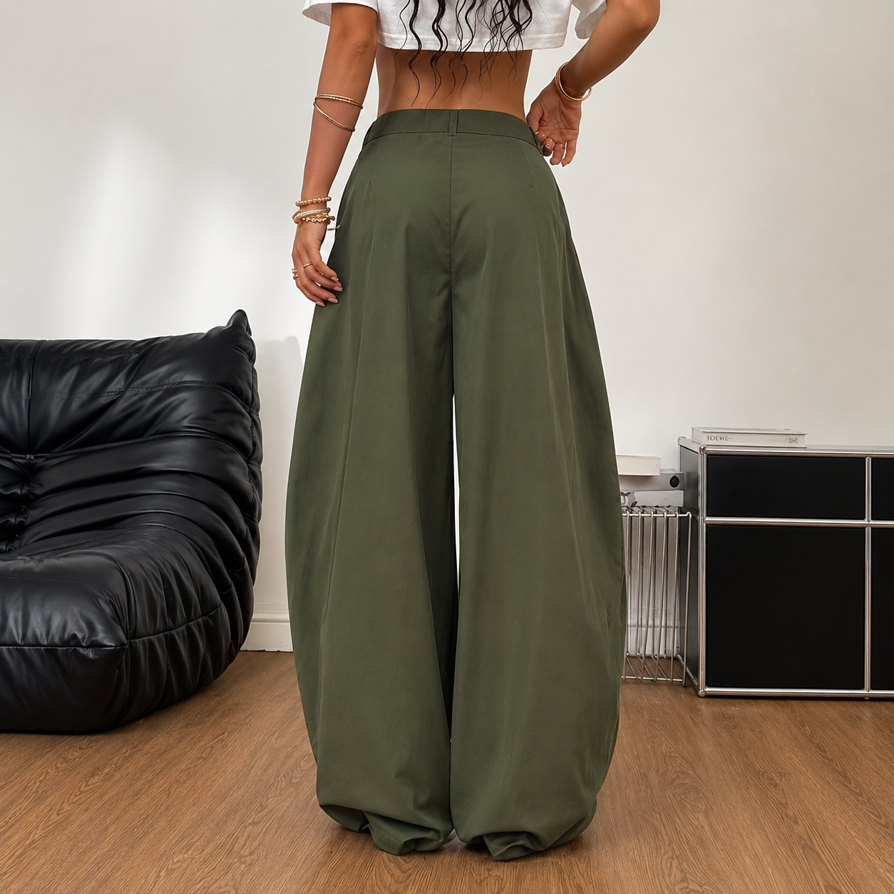 Oversized Pleated Wide Casual Baggy Trousers For Women