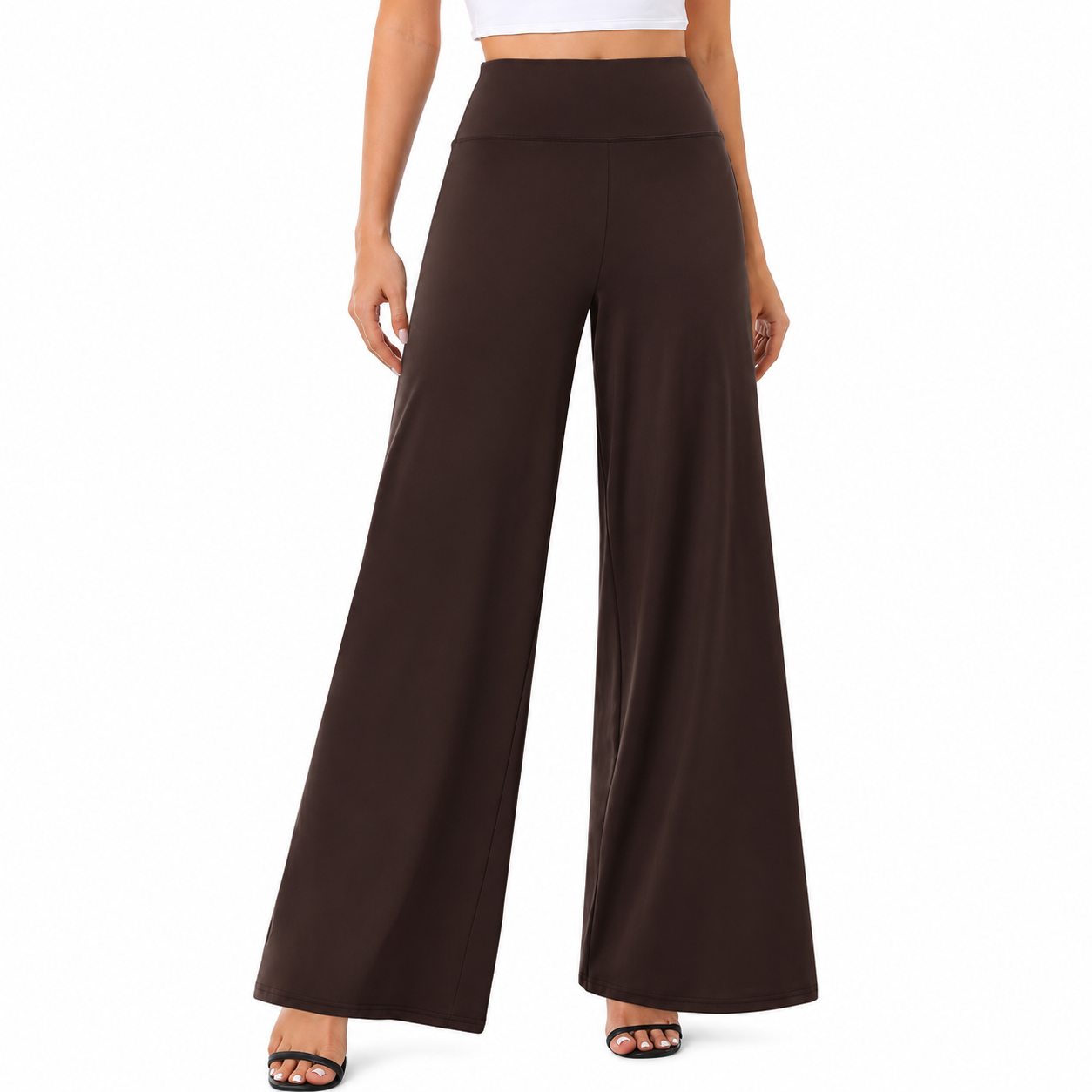 Wide Design Loose Fit Flowy Casual Pants For Women