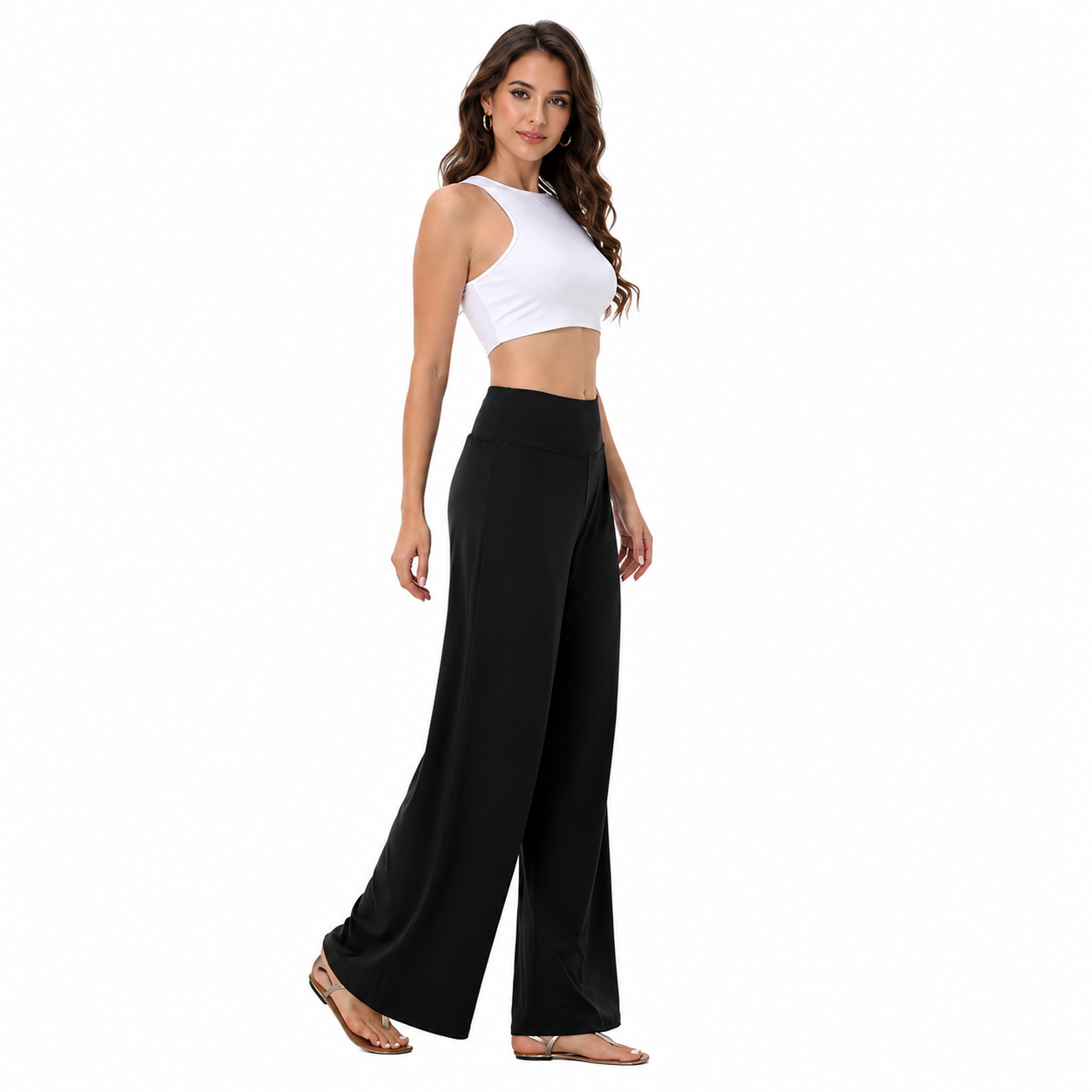 Pack Of 3 Loose Fit Casual Flowy Palazzo Pants For Women
