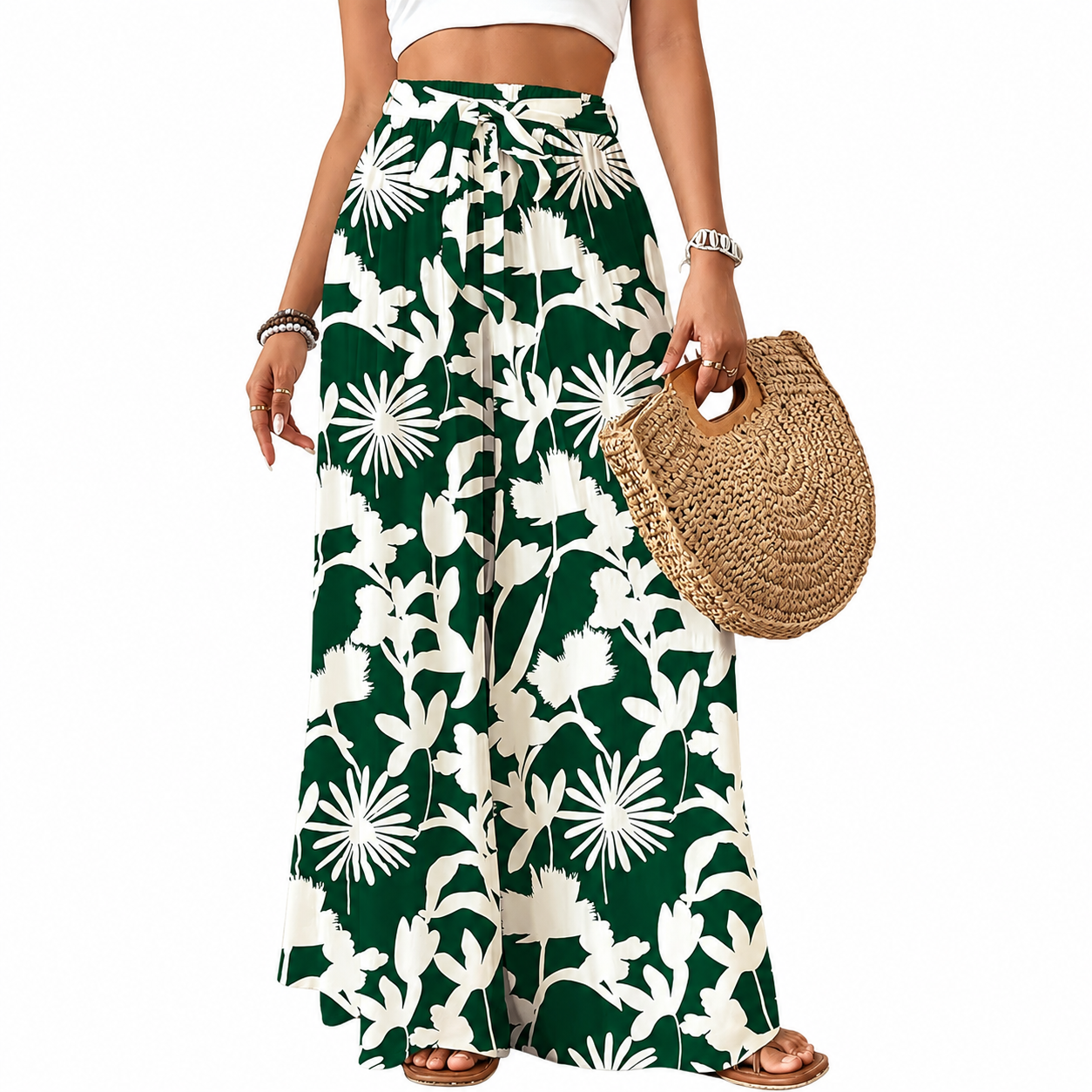 Flowy High Rise Casual Palazzo Pants For Women