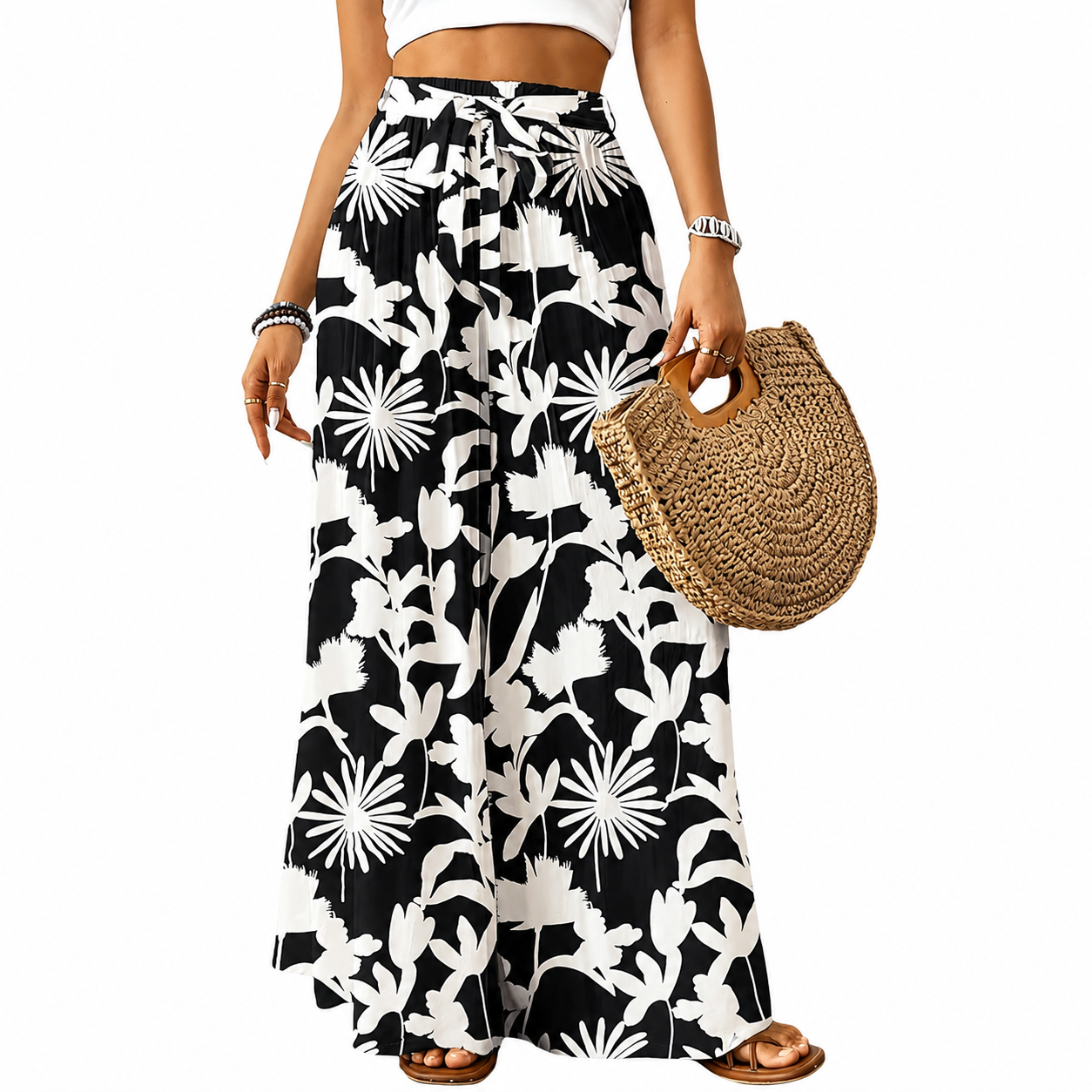 Flowy High Rise Casual Palazzo Pants For Women