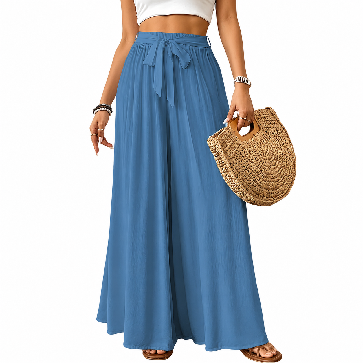 Flowy High Rise Casual Palazzo Pants For Women