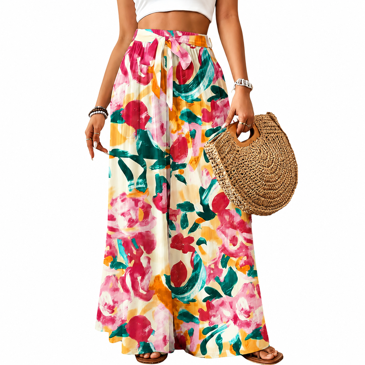 Flowy High Rise Casual Palazzo Pants For Women