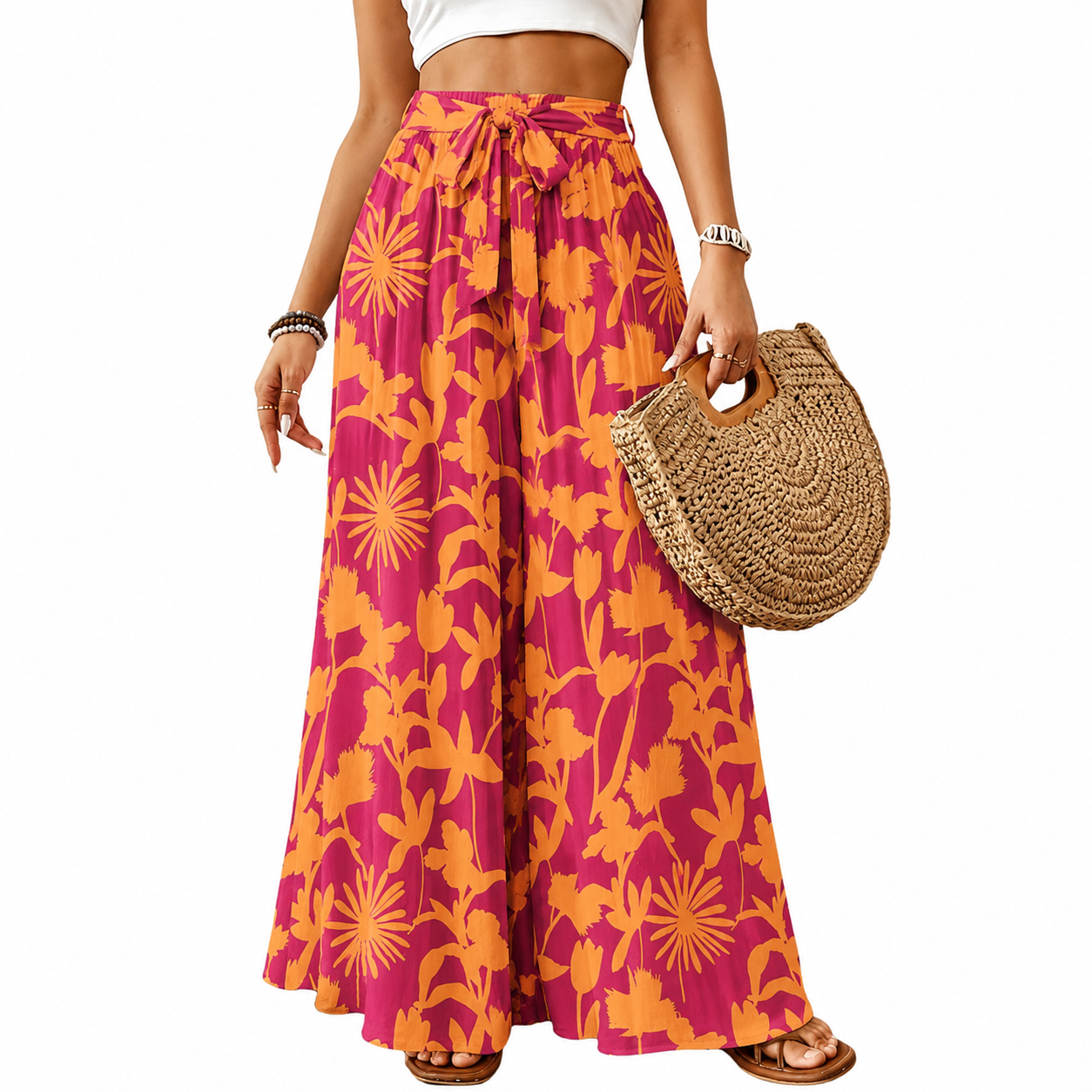 Flowy High Rise Casual Palazzo Pants For Women