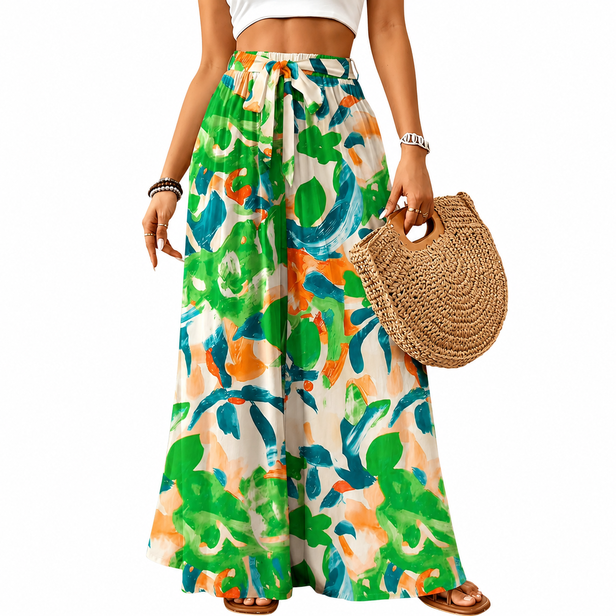 Flowy High Rise Casual Palazzo Pants For Women