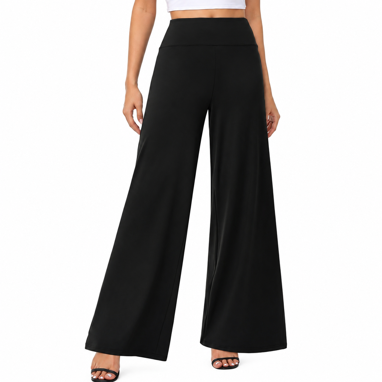 Wide Design Loose Fit Flowy Casual Pants For Women