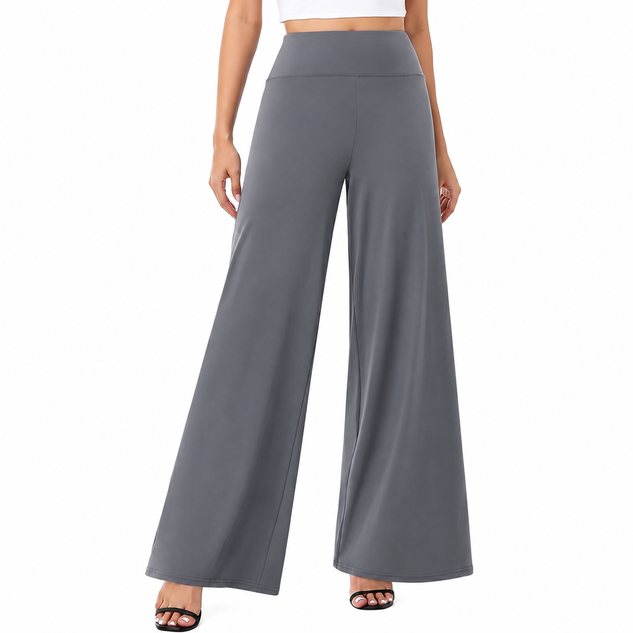 Wide Design Loose Fit Flowy Casual Pants For Women