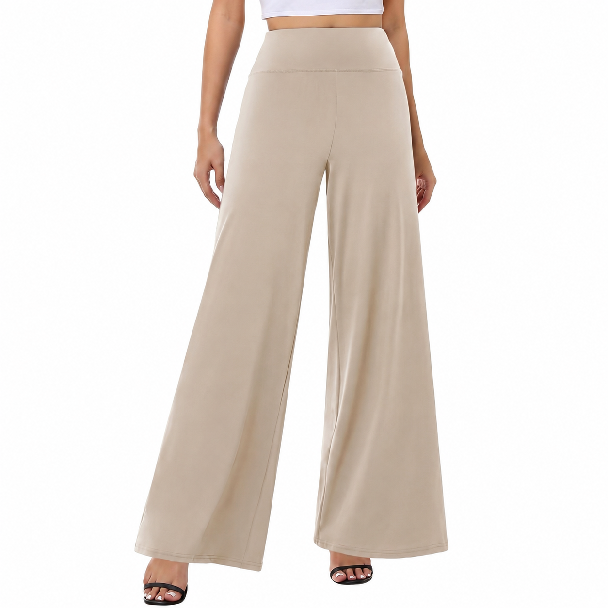 Wide Design Loose Fit Flowy Casual Pants For Women