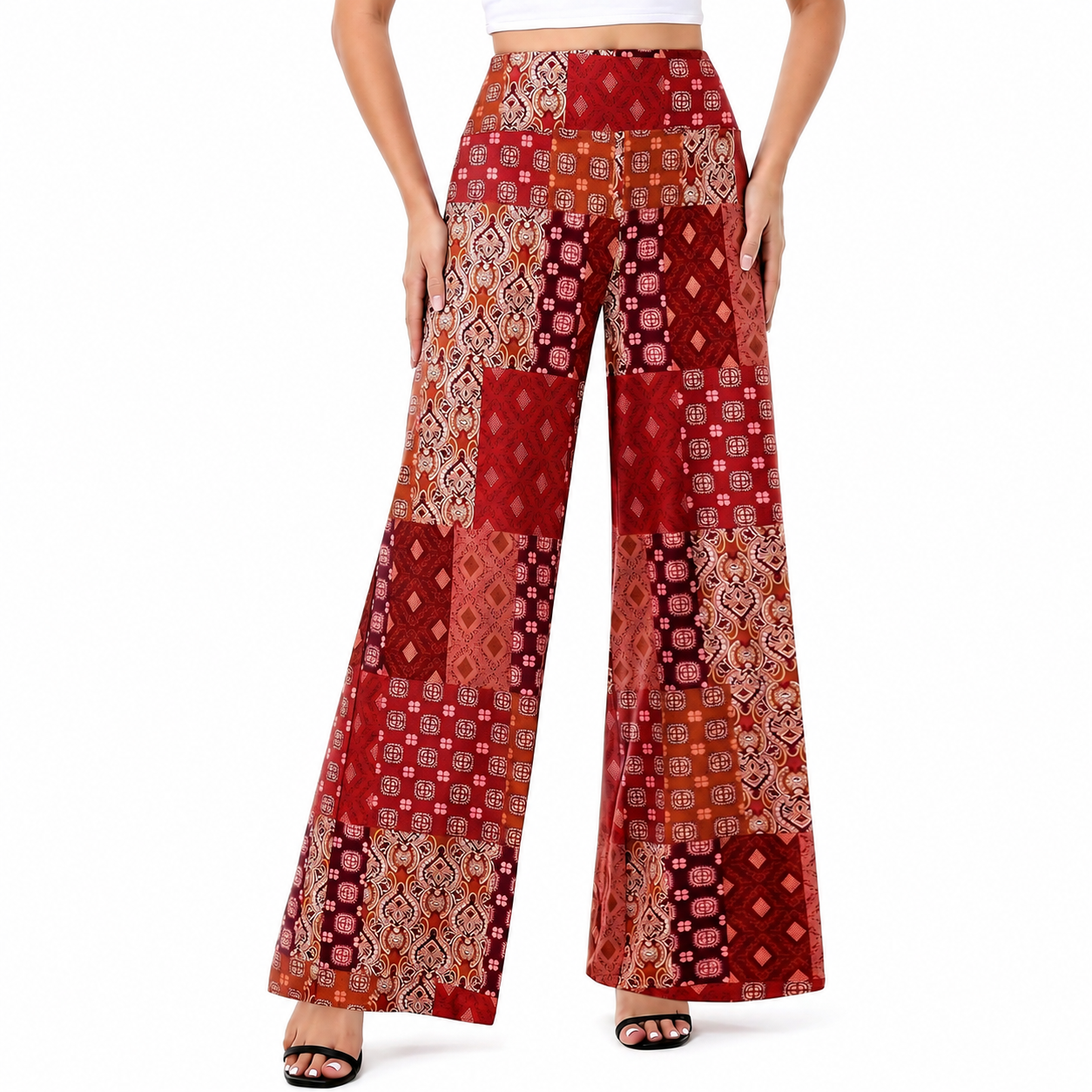 Wide Design Loose Fit Flowy Casual Pants For Women