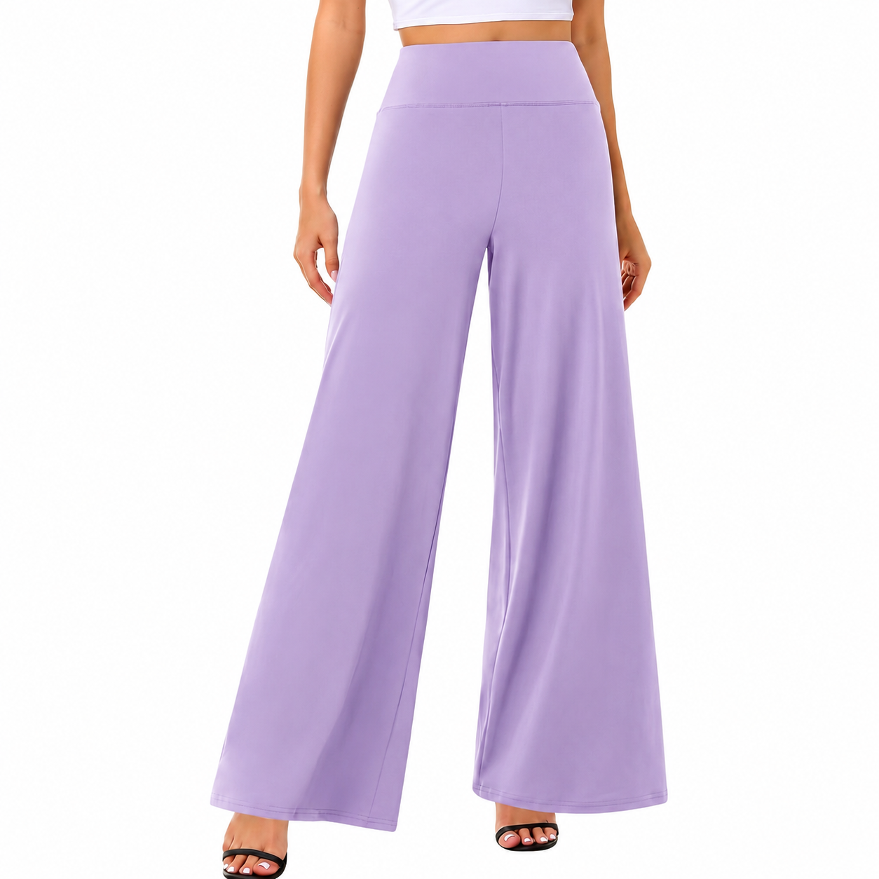 Wide Design Loose Fit Flowy Casual Pants For Women