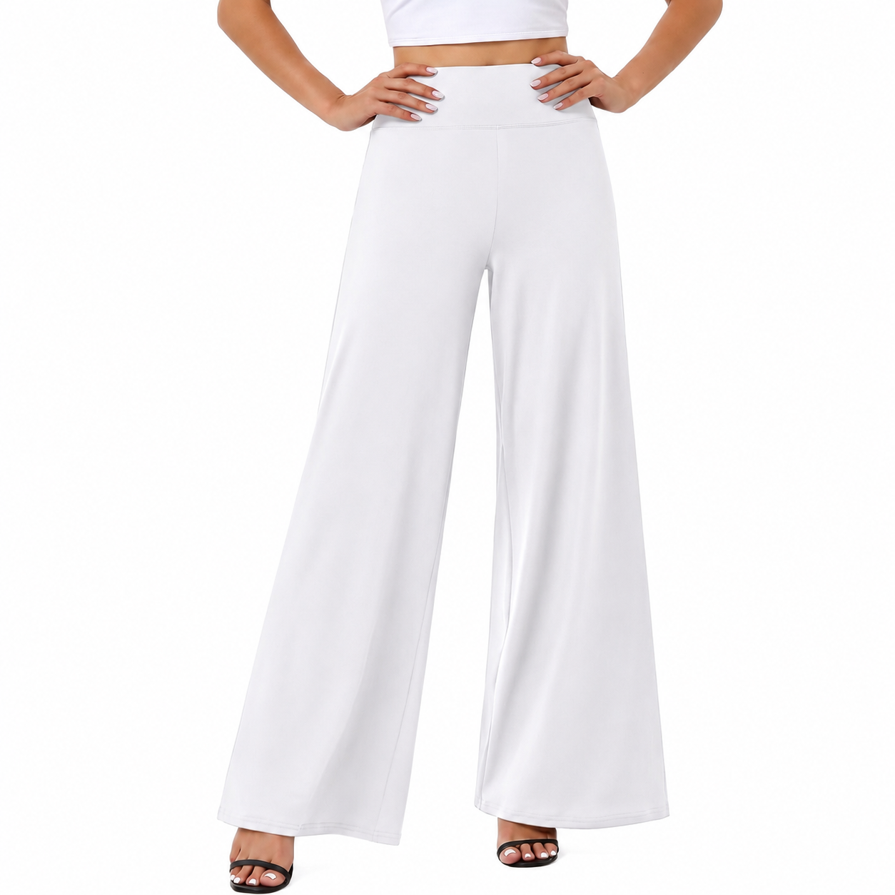 Wide Design Loose Fit Flowy Casual Pants For Women