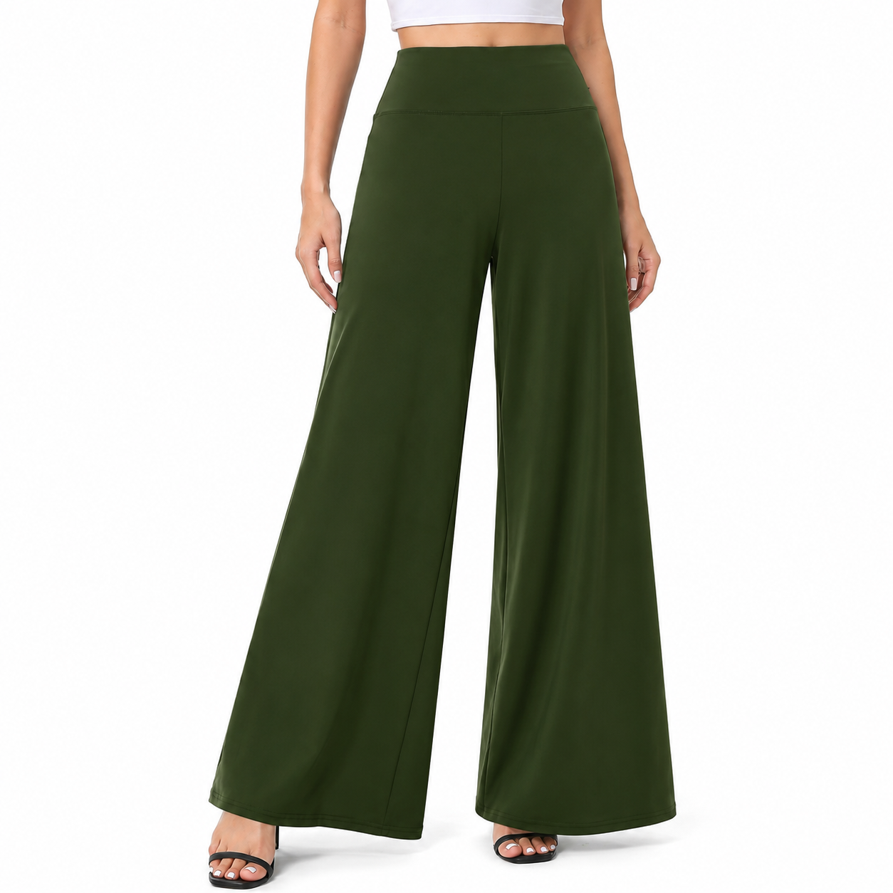 Wide Design Loose Fit Flowy Casual Pants For Women