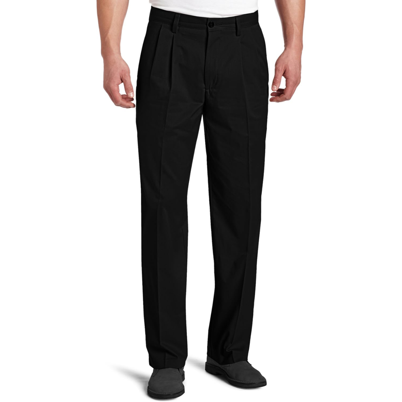 Classic Fit Pleated Casual Trousers For Men