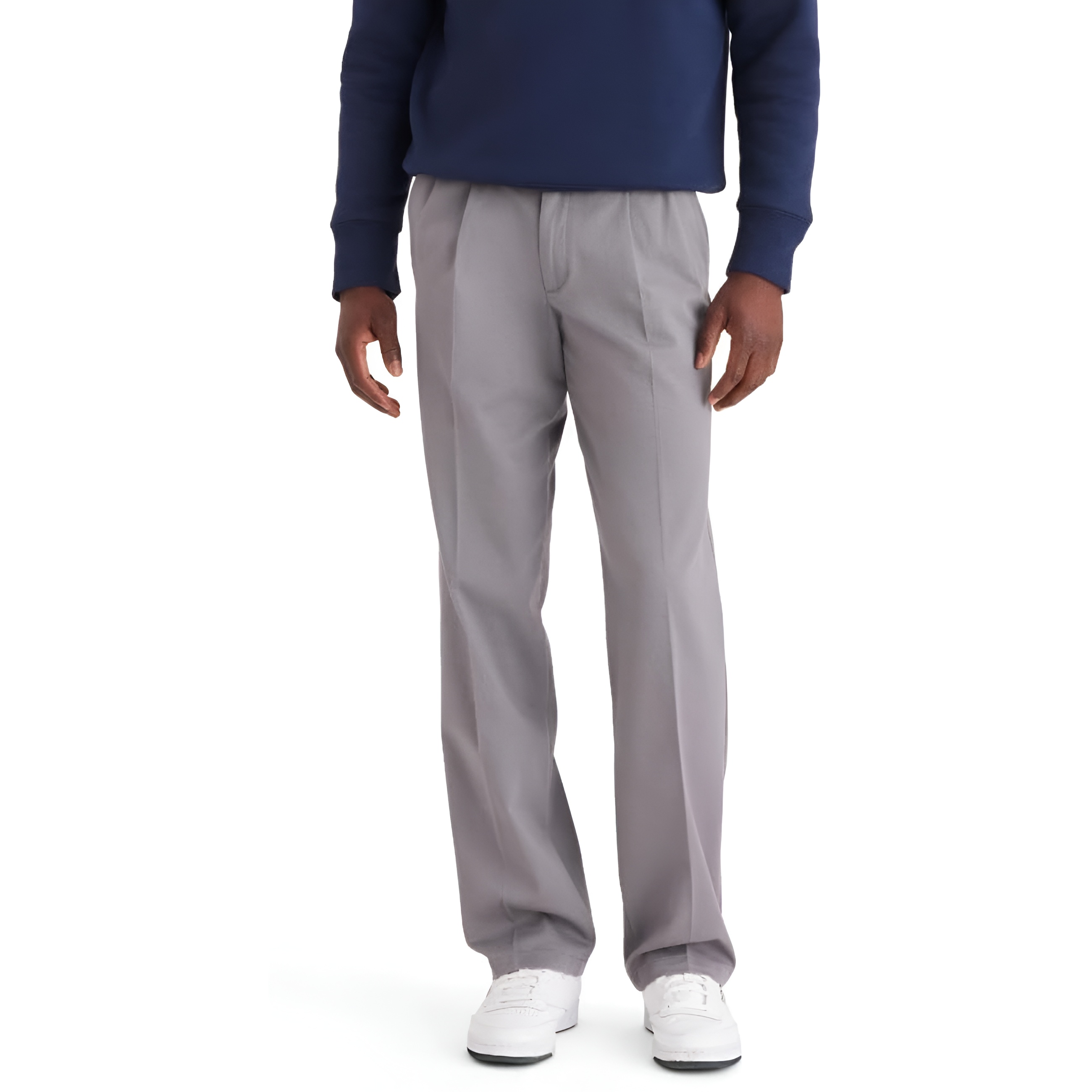 Classic Fit Pleated Casual Trousers For Men