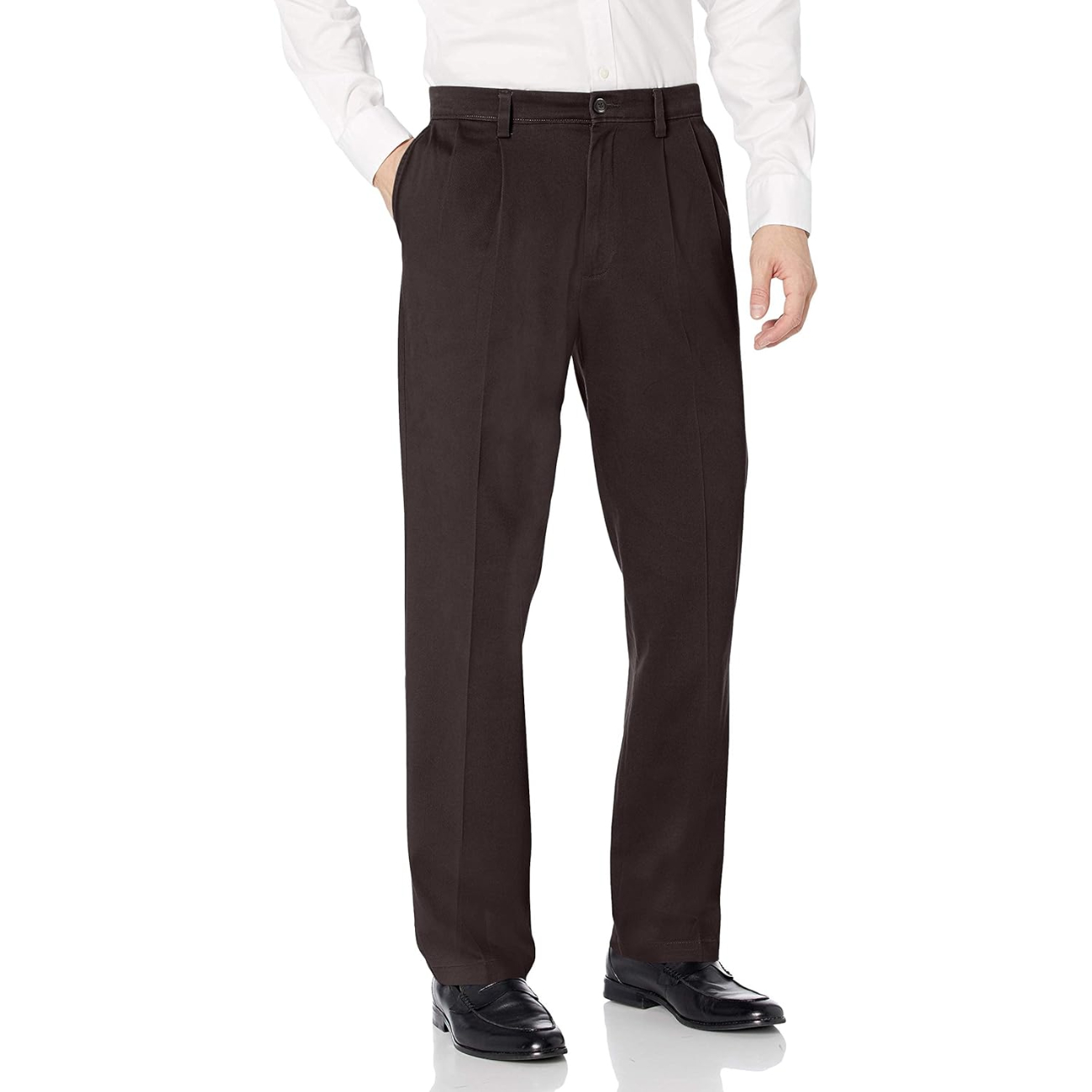 Classic Fit Pleated Casual Trousers For Men