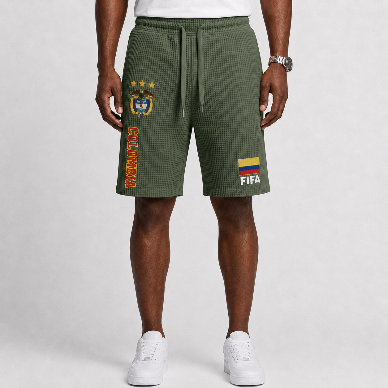FIFA 2026 Colombia Printed Waffle Football Fan Shorts