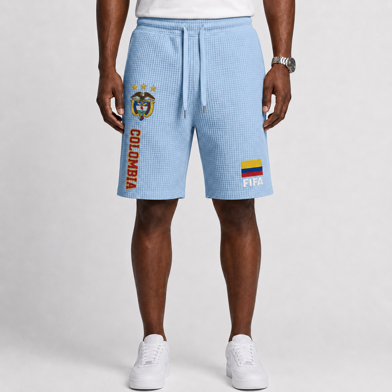 FIFA 2026 Colombia Printed Waffle Football Fan Shorts