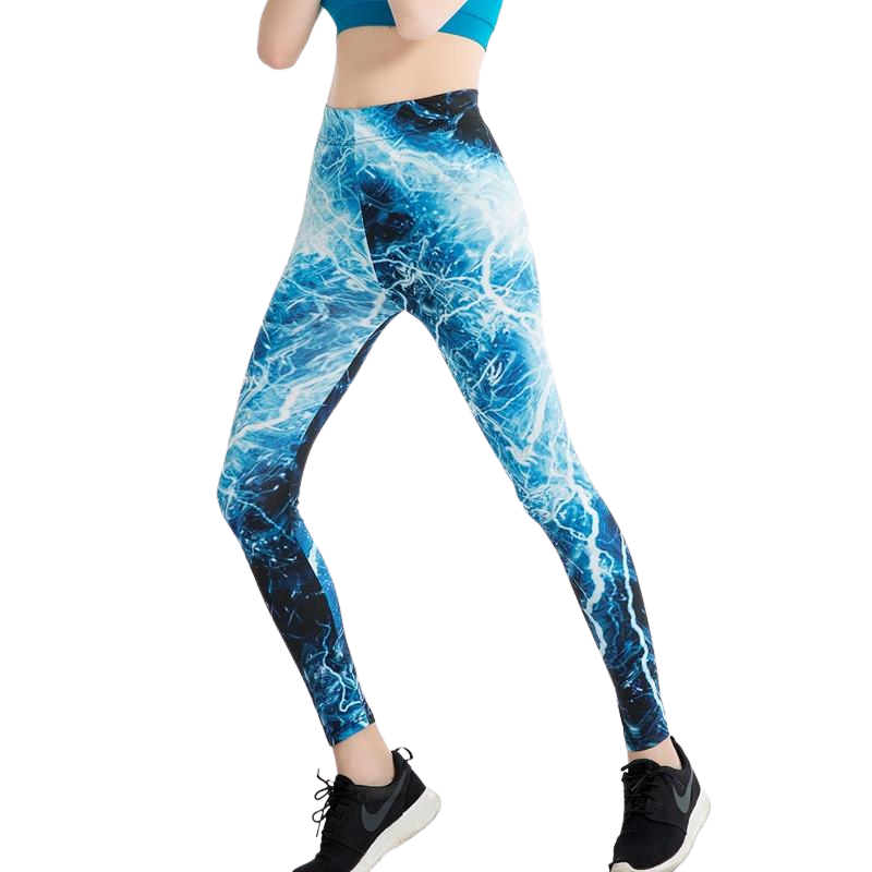 Blue Lightning Printed Leggings-Legletic