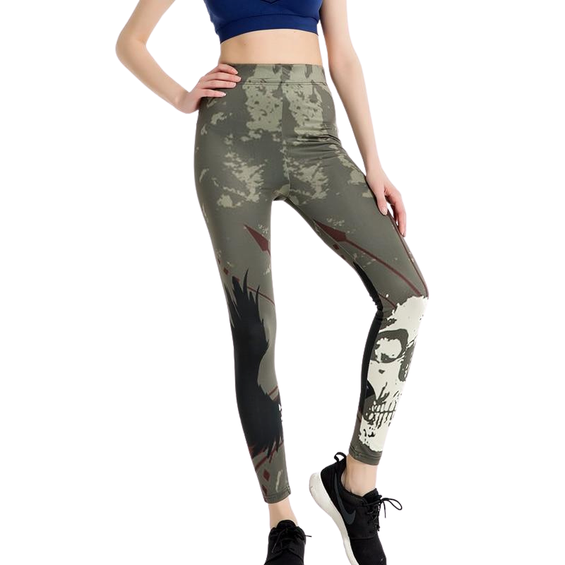 Skull Graveyard Printed Leggings-Legletic