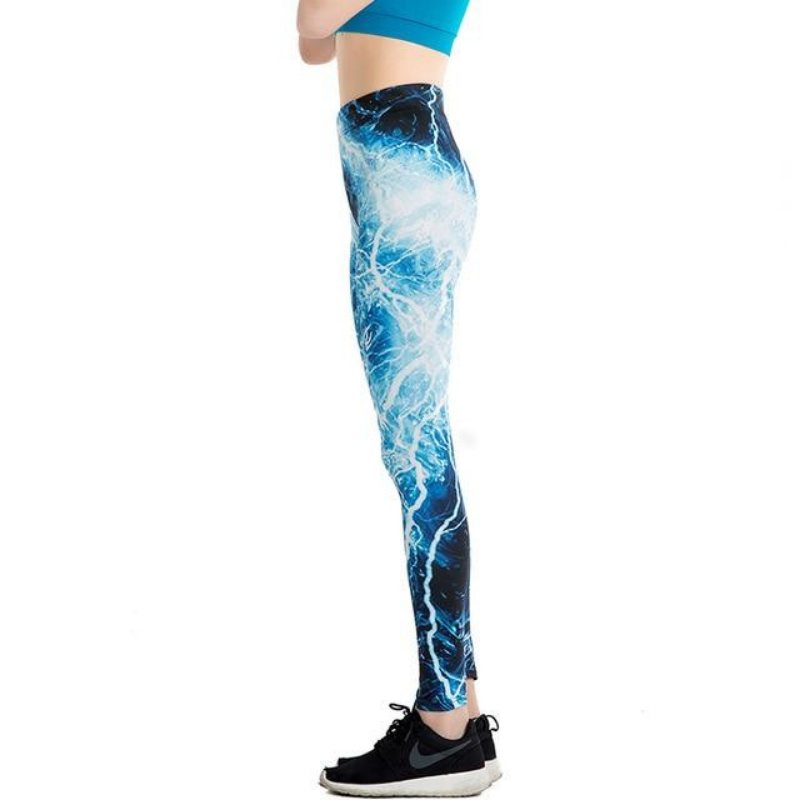 Blue Lightning Printed Leggings-Legletic