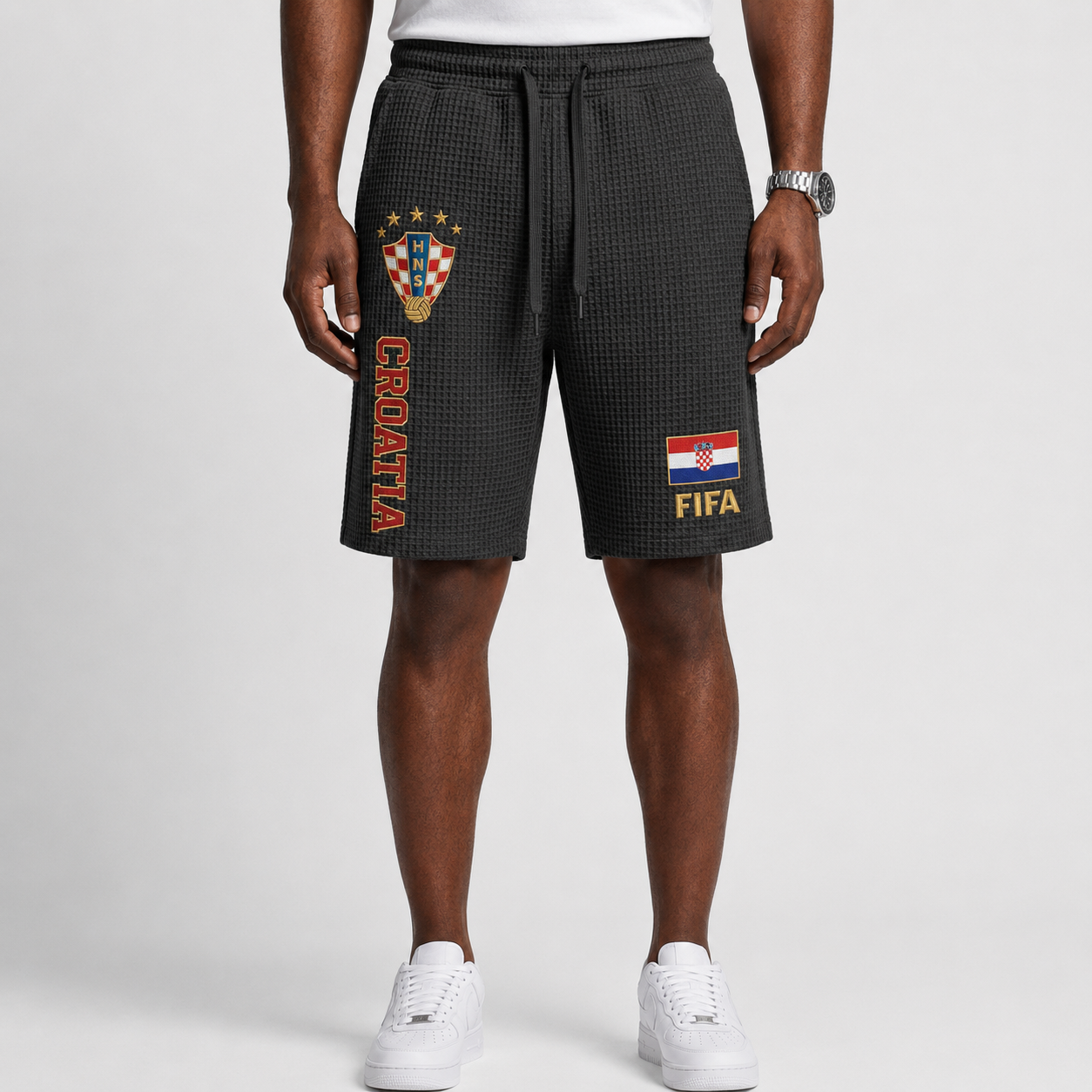 FIFA 2026 Croatia Printed Waffle Football Fan Shorts