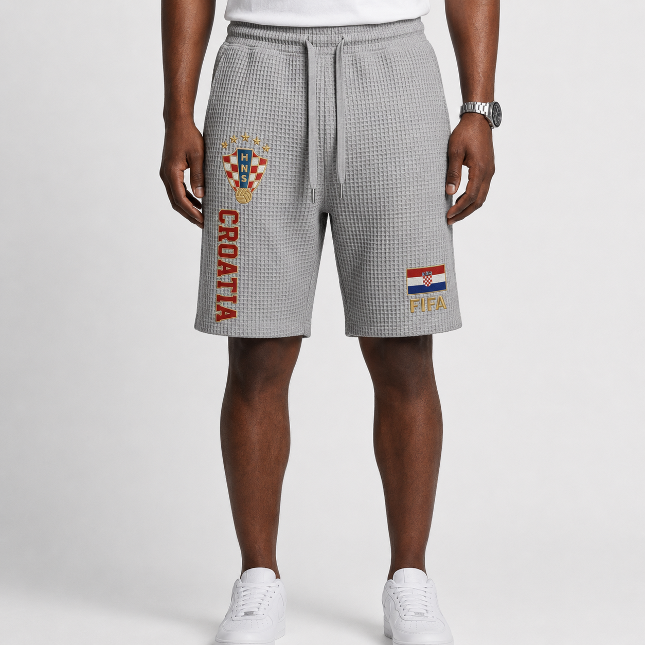 FIFA 2026 Croatia Printed Waffle Football Fan Shorts