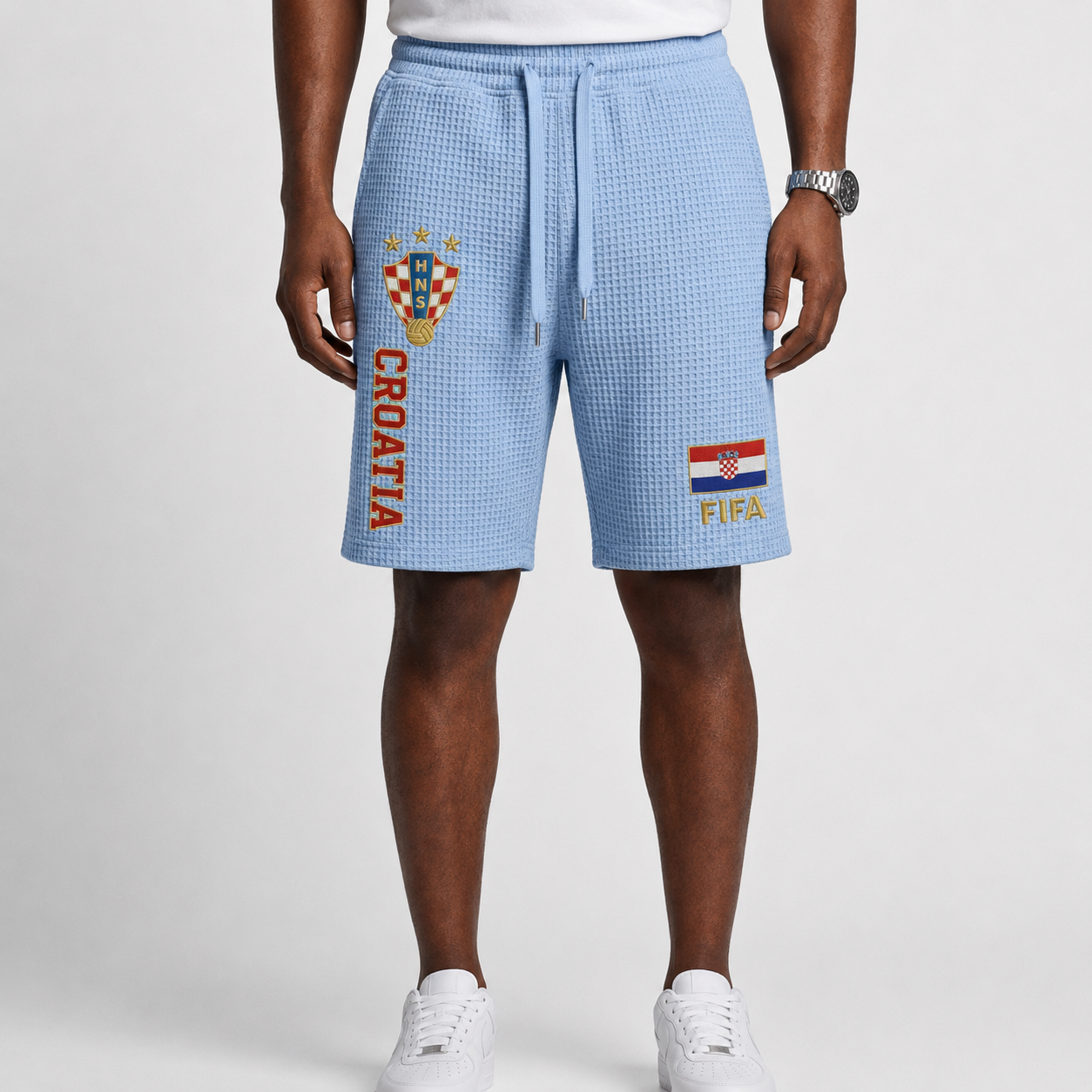 FIFA 2026 Croatia Printed Waffle Football Fan Shorts