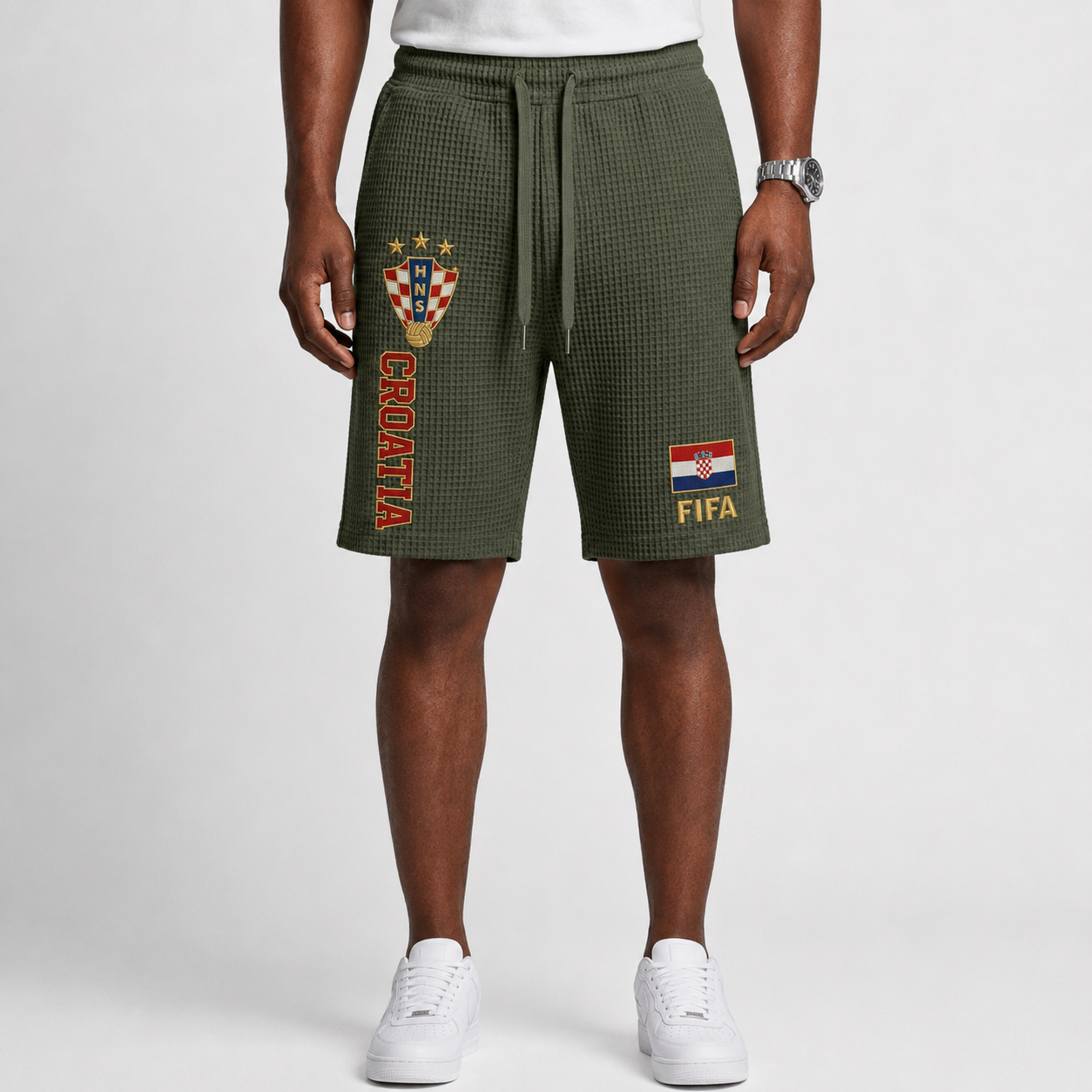 FIFA 2026 Croatia Printed Waffle Football Fan Shorts