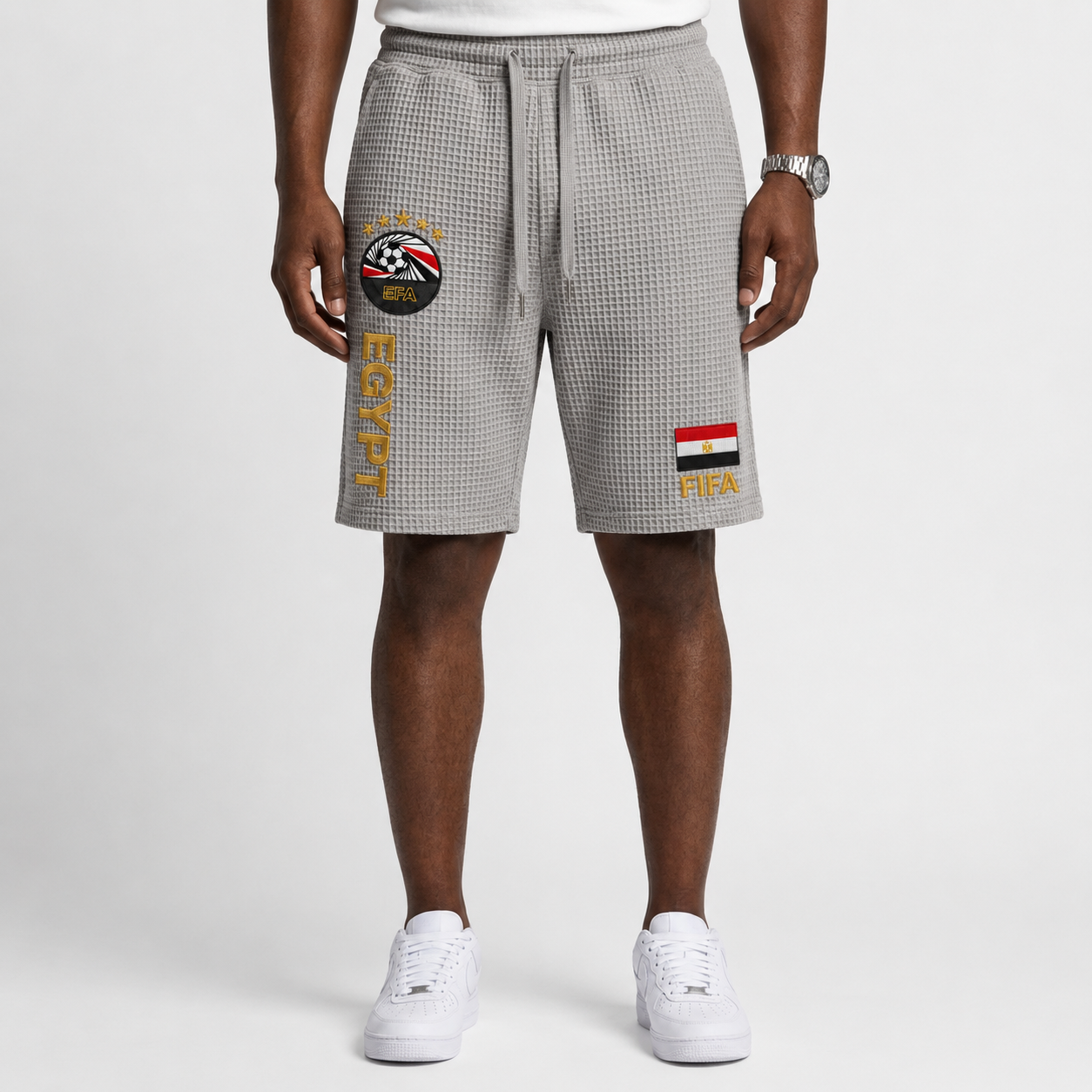 FIFA 2026 Egypt Printed Waffle Football Fan Shorts