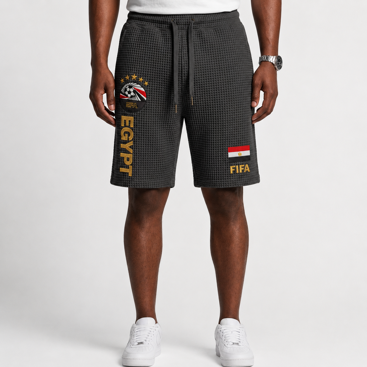 FIFA 2026 Egypt Printed Waffle Football Fan Shorts