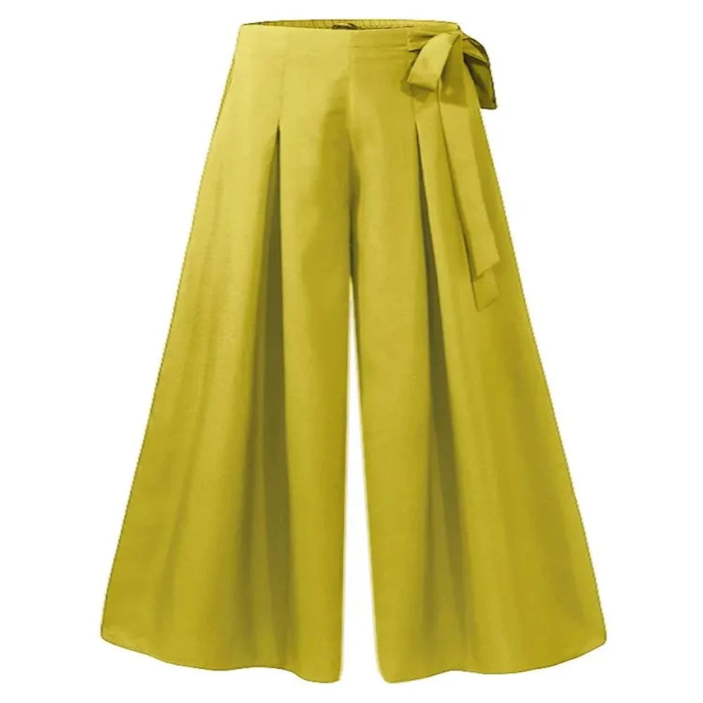Elegant High Waist Solid Work Loose Trousers-Legletic