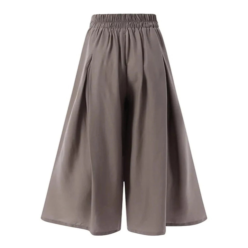 Elegant High Waist Solid Work Loose Trousers-Legletic