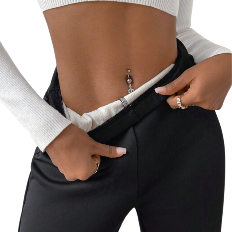 Flared Thermal Pants With Fleece Lining-Legletic