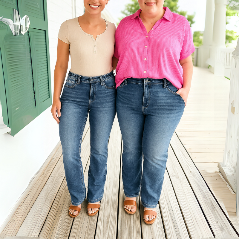 Flattering Stretch Bootcut Jeans-Legletic