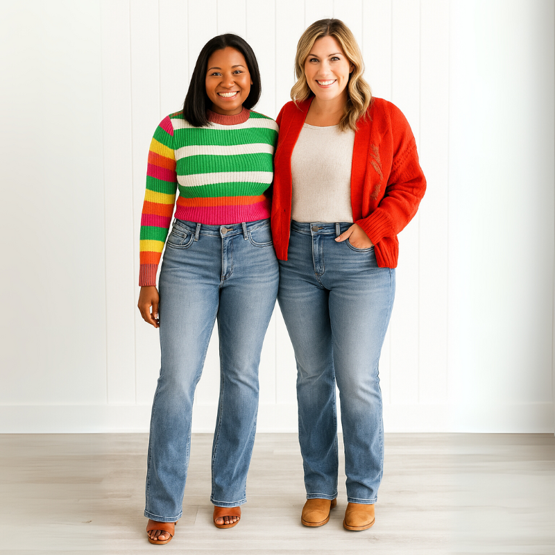 Flattering Stretch Bootcut Jeans-Legletic