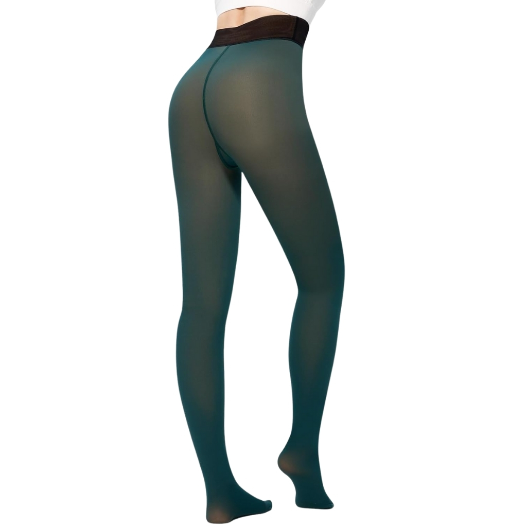 Fleece Lined Thermal Tights For Women With Translucent Look