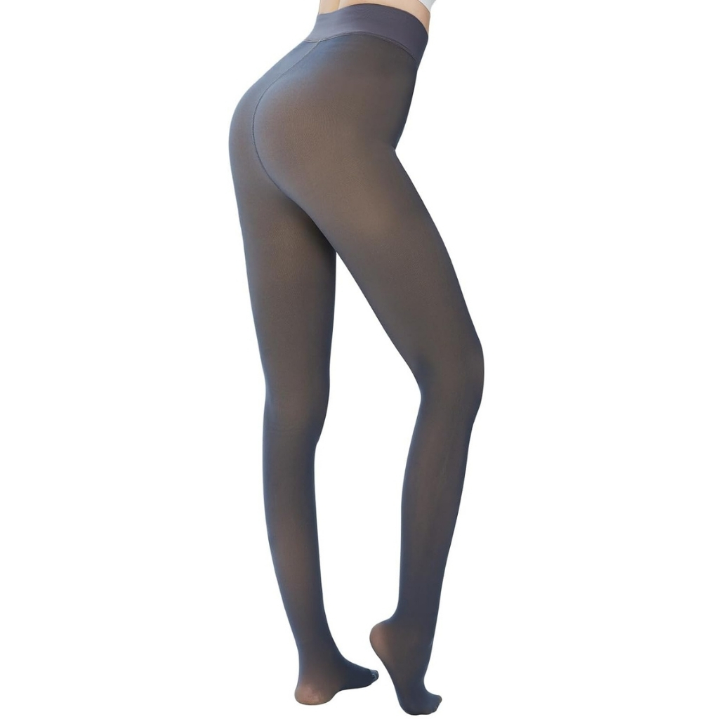 Fleece Lined Thermal Tights For Women With Translucent Look