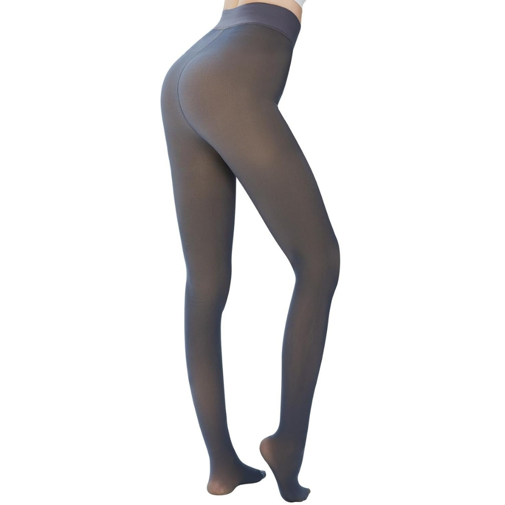 Fleece Lined Thermal Tights For Women With Translucent Look