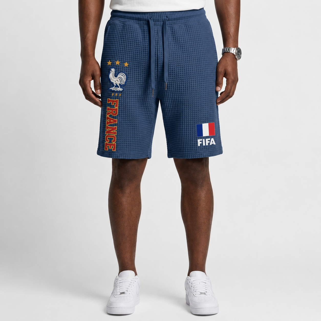 FIFA 2026 France Printed Waffle Football Fan Shorts