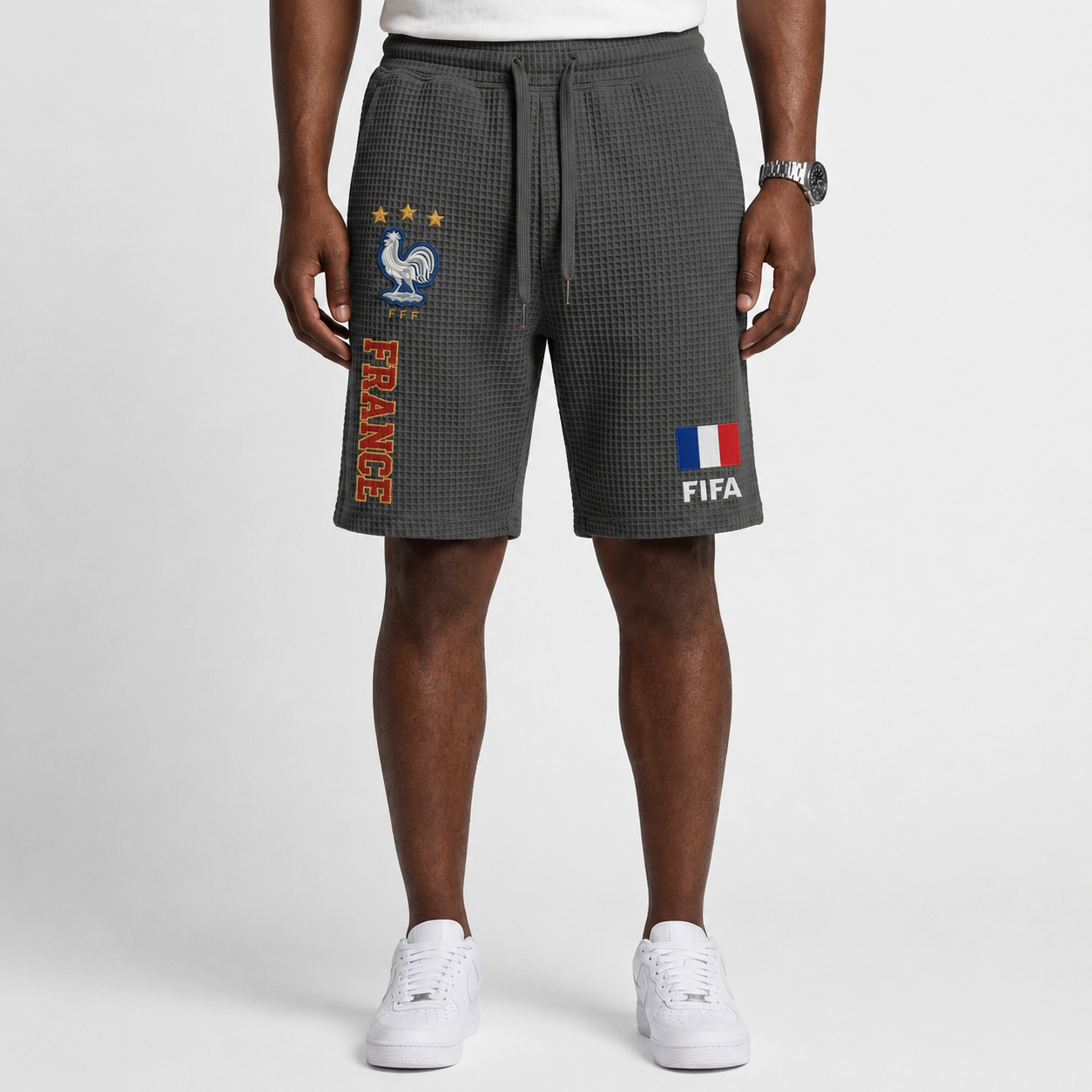FIFA 2026 France Printed Waffle Football Fan Shorts