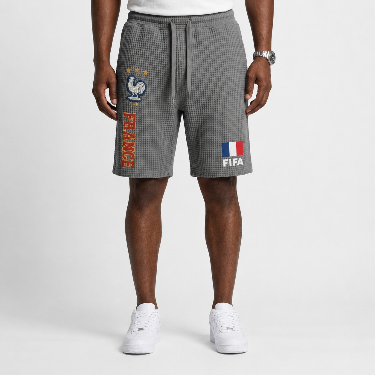FIFA 2026 France Printed Waffle Football Fan Shorts