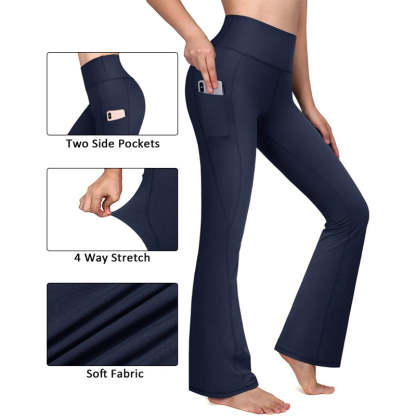 Flared Leggings Bootcut Yoga Pants For Women High Waist Bootleg Pants With Pockets Workout Dress Pants-Legletic
