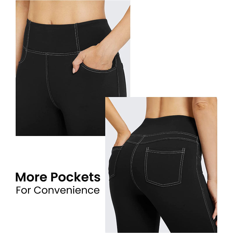 Flared Leggings Bootcut Yoga Pants For Women High Waist Bootleg Pants With Pockets Workout Dress Pants-Legletic