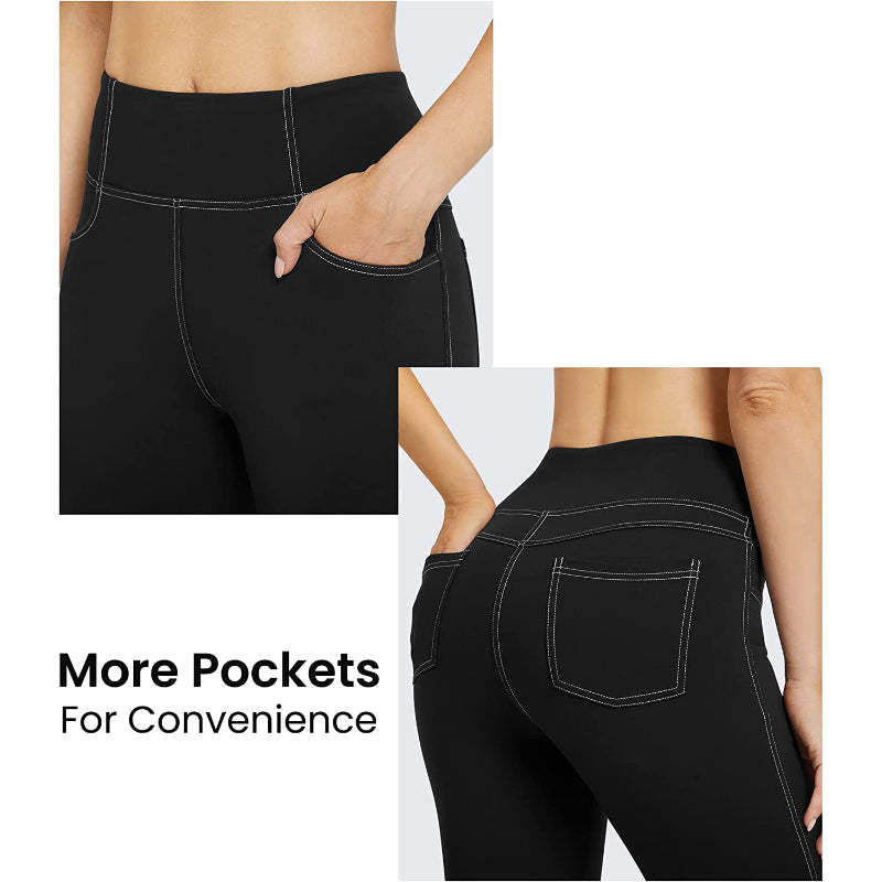 Flared Leggings Bootcut Yoga Pants For Women High Waist Bootleg Pants With Pockets Workout Dress Pants-Legletic